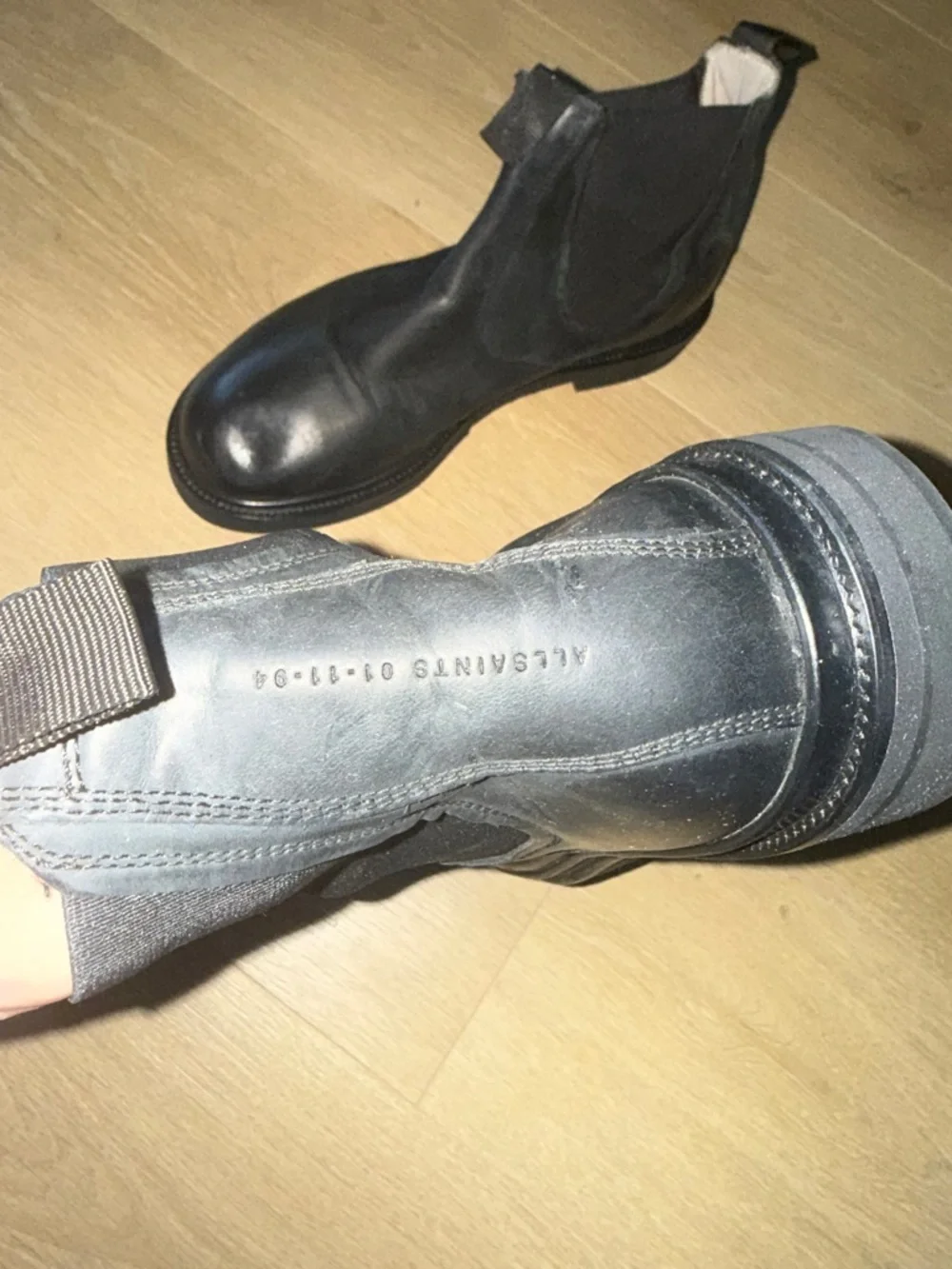 All Saints CREED LEATHER CHELSEA BOOTS Men's Black Chelsea Lug Boots Sz 45